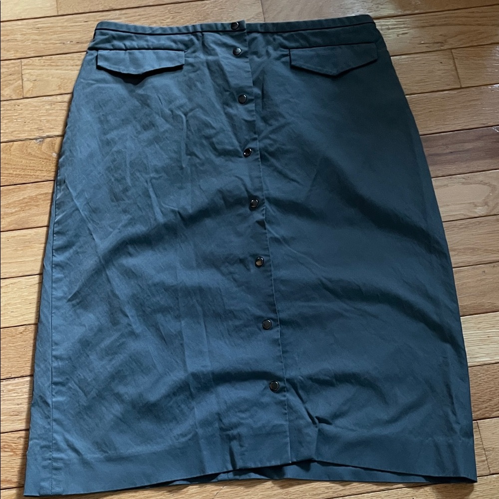 Armani Exchange Blue/Green/Gray Button-Front Pencil Skirt